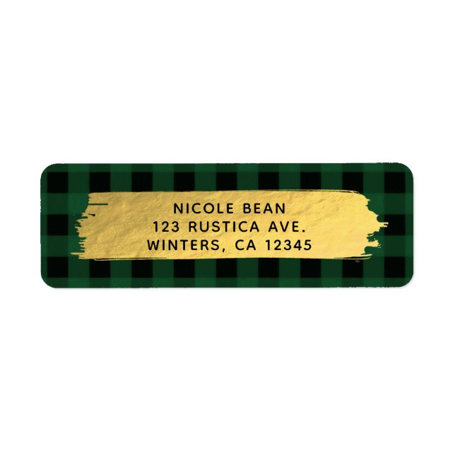 HO HO HO Christmas Holiday Green Buffalo Plaid Label (Front)