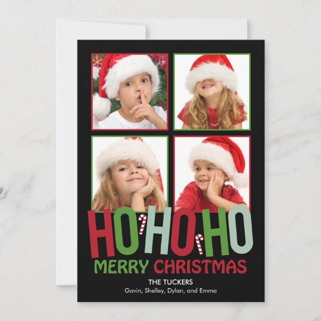 Ho Ho Ho Christmas Holiday Photo Cards (Front)