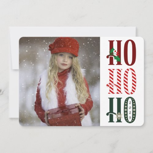 HO HO HO Christmas Holiday Photo Greeting