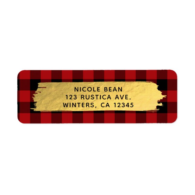 HO HO HO Christmas Holiday Red Buffalo Plaid Gold Label (Front)