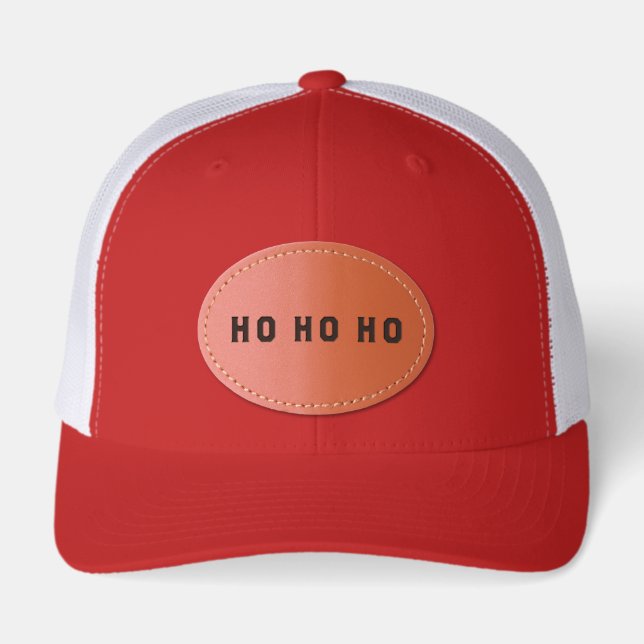 Ho Ho Ho Christmas Holiday Season Leather Patch Ha Hat (Front)