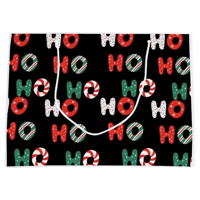 Ho Ho Ho Christmas Large Gift Bag (Front)