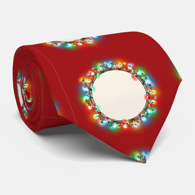 Ho Ho Ho Christmas Light Bulbs Neck Tie (Rolled)