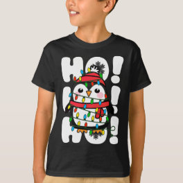 Ho Ho Ho Christmas Lights Cute Penguin T-Shirt