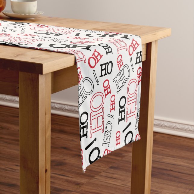Ho Ho Ho Christmas Modern Typography Pattern Short Table Runner (In Situ)