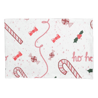 Ho ho ho Christmas paper with candy canes Pillow Case
