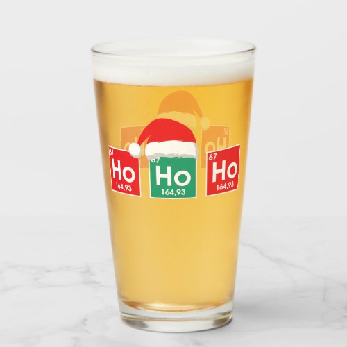 Ho Ho Ho  Christmas Periodic Table Nerd Humor Glass