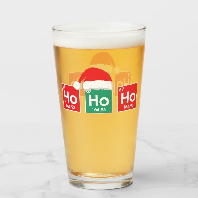 Ho Ho Ho | Christmas Periodic Table Nerd Humor Glass (Front Filled)