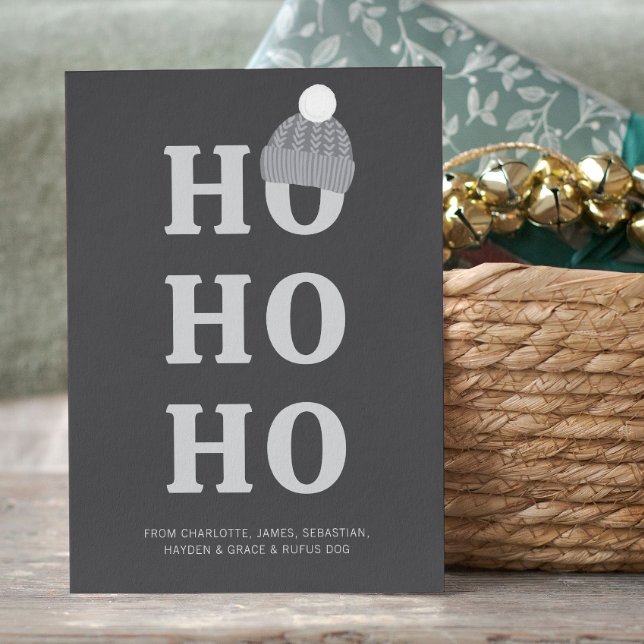 Ho Ho Ho Christmas Personalized Holiday Card (Ho Ho Ho Christmas Personalized Holiday Card by Ricaso. Cute woollen bobble hat on a Ho Ho Ho card)
