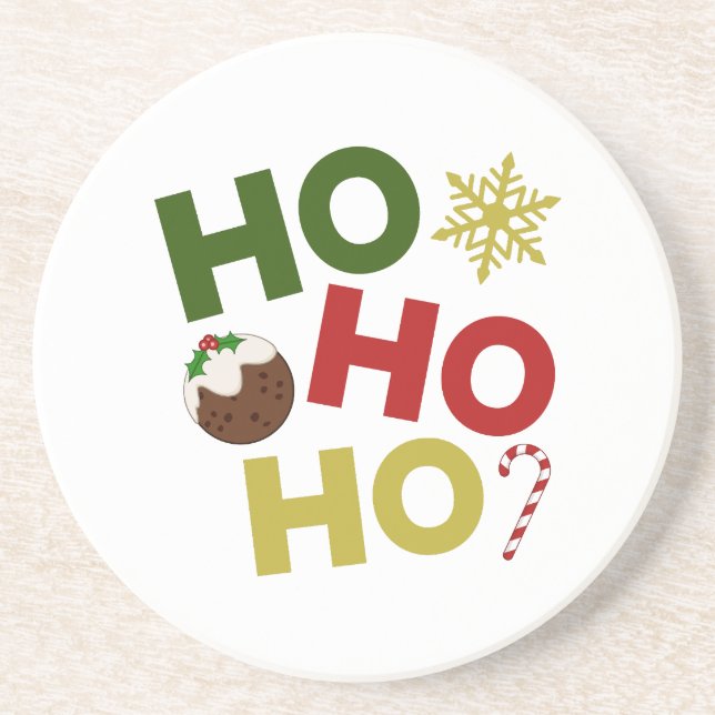 HO HO HO+Christmas Pudding, Candy, Snowflake Coaster (Front)