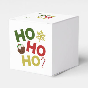 HO HO HO+Christmas Pudding, Candy, Snowflake Favor Boxes