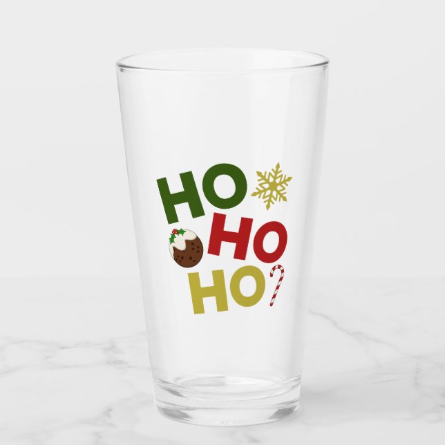 HO HO HO+Christmas Pudding, Candy, Snowflake Glass (Front)