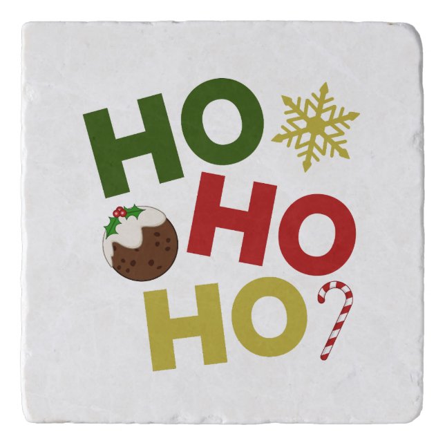 HO HO HO+Christmas Pudding, Candy, Snowflake Trivet (Front)