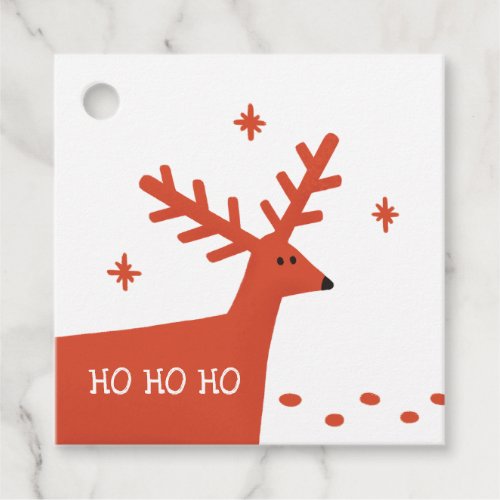 Ho Ho Ho Christmas Red winter woodland reindeer  Favor Tags