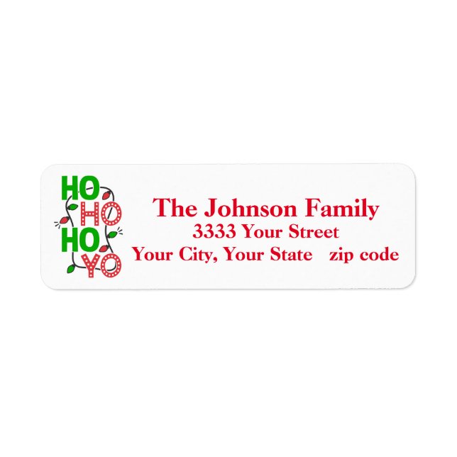 Ho Ho Ho Christmas Return Address Labels (Front)