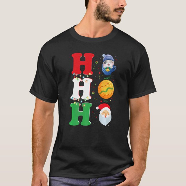 Ho Ho Ho Christmas Santa Hat Xmas PJ   T-Shirt (Front)