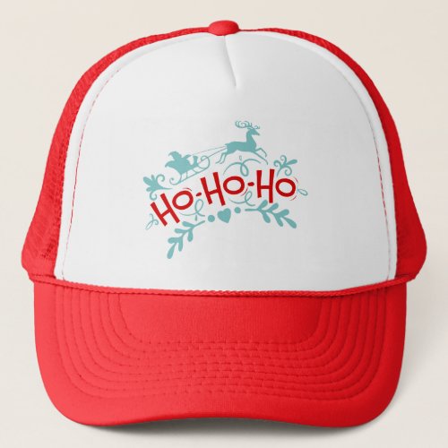 Ho_Ho_Ho Christmas Santa Sleigh Ride  Holidays Trucker Hat