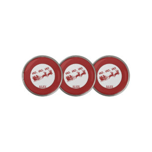 HO HO HO Christmas Santa Sleigh With Reindeer Golf Ball Marker