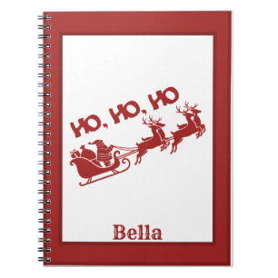 HO.HO.HO Christmas Santa Sleigh With Reindeer  Notebook