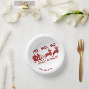 HO,HO,HO Christmas Santa Sleigh With Reindeer Paper Bowls