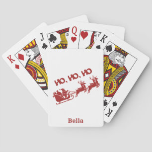 HO HO HO Christmas Santa Sleigh With Reindeer Poker Cards