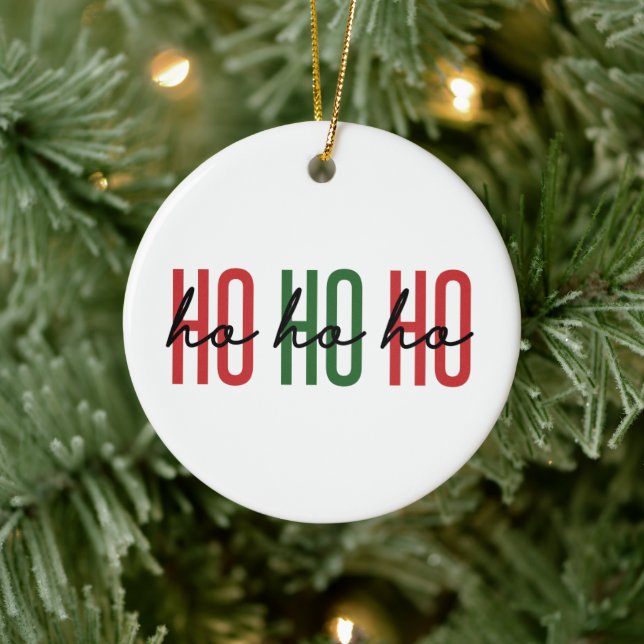 Ho Ho Ho Christmas Season family Christmas Gifts Ceramic Ornament (Tree)