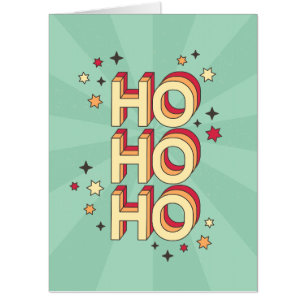 Ho ho ho christmas seasonal text and stars card