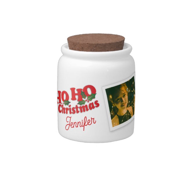 Ho ho ho Christmas Sisters photo gift Candy Jar (Right)