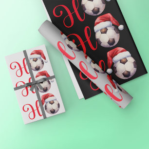 Ho Ho Ho Christmas Soccer / Football Wrapping Paper Sheets