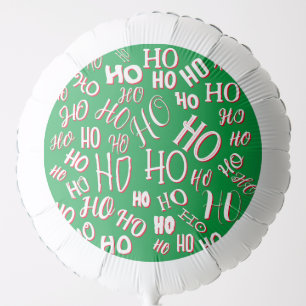 HO HO HO Christmas text pattern white green red Balloon