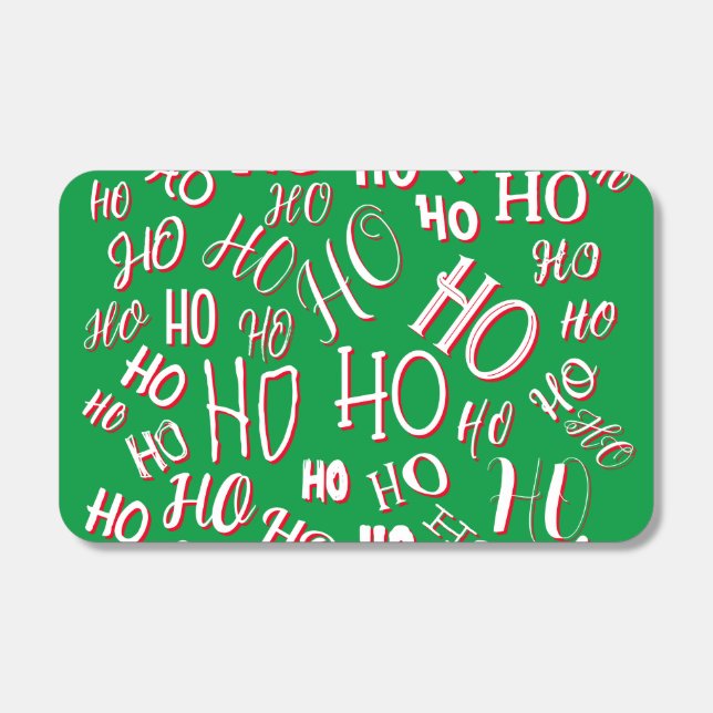 HO HO HO Christmas text pattern white green red Matchboxes (Front)