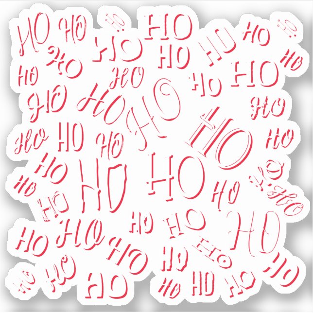 HO HO HO Christmas text pattern white green red Sticker (Front)