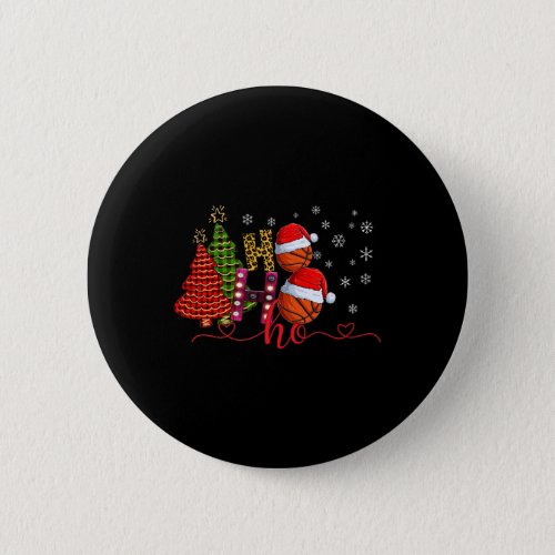 Ho Ho Ho Christmas Tree Buffalo Plaid Basketball P Button