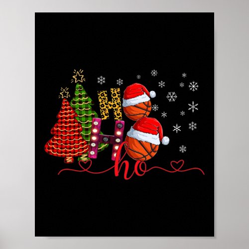 Ho Ho Ho Christmas Tree Buffalo Plaid Basketball P Poster