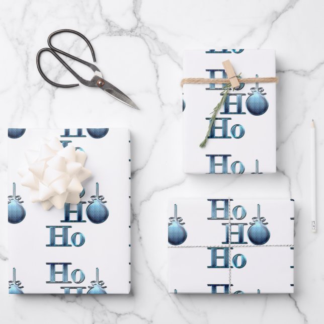 Ho! Ho! Ho! Christmas Word Art Wrapping Paper Sheets (Front)