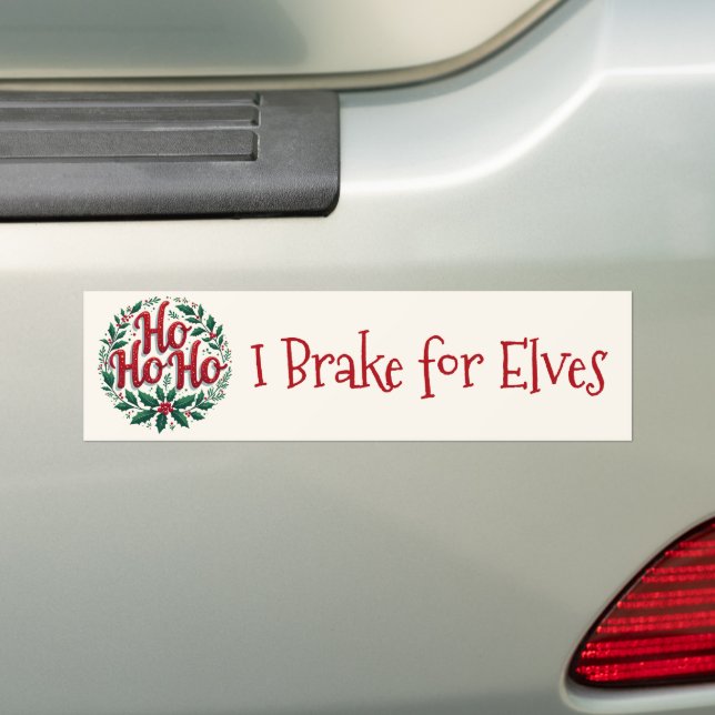 Ho Ho Ho Christmas Wreath Typography Design Bumper Sticker (On Car)