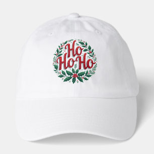 Ho Ho Ho Christmas Wreath Typography Design Hat