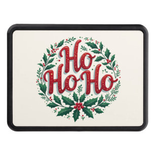 Ho Ho Ho Christmas Wreath Typography Design Hitch Cover