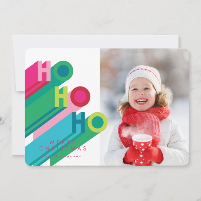Ho Ho Ho Colorful Christmas Photo Cards (Front)