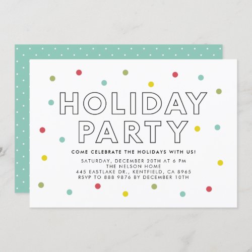 Ho Ho Ho Colorful Confetti Dots Holiday Party Invitation