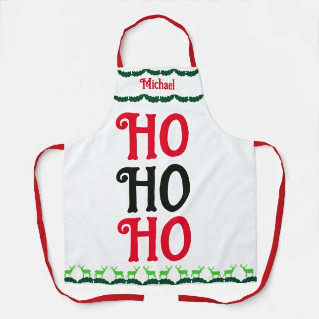 Ho Ho Ho | Custom Chef Name Christmas Apron (Front)