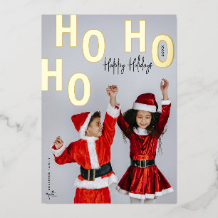 Ho Ho Ho Custom Photo Happy Holidays Christmas Foil Holiday Card