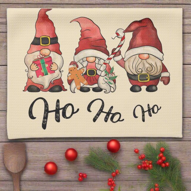Ho Ho Ho! Cute Gnomes Nordic Christmas Holiday Kitchen Towel (Creator Uploaded)