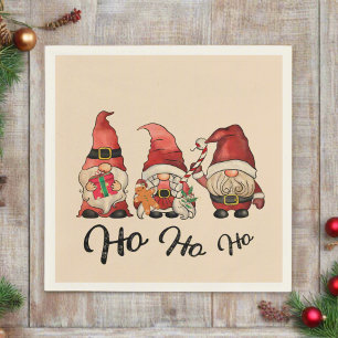 Ho Ho Ho ! Cute Nordic Gnomes Christmas  Napkins