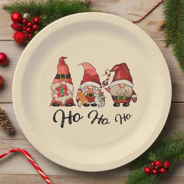 Ho Ho Ho ! Cute Nordic Gnomes Christmas  Paper Plates (Creator Uploaded)