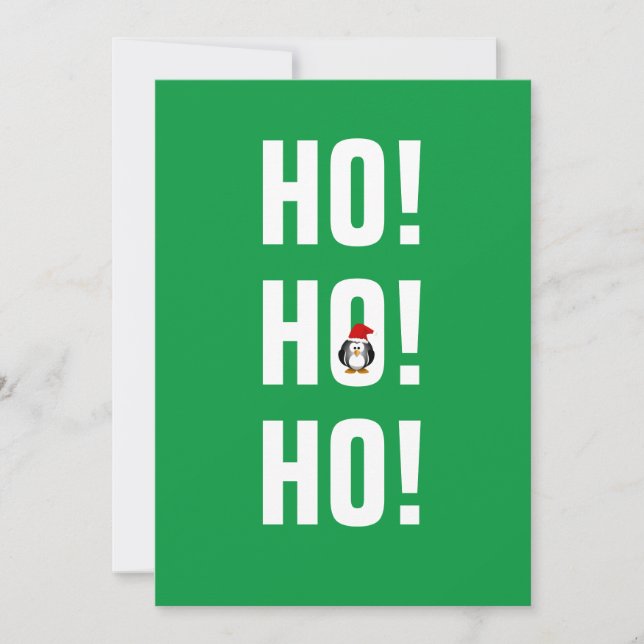 Ho Ho Ho Cute Penguin Christmas Holiday Card (Front)