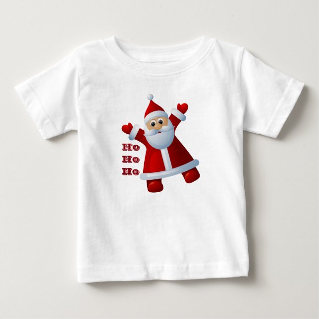 HO! HO! HO! Cute Santa Claus Merry Christmas Baby T-Shirt (Front)