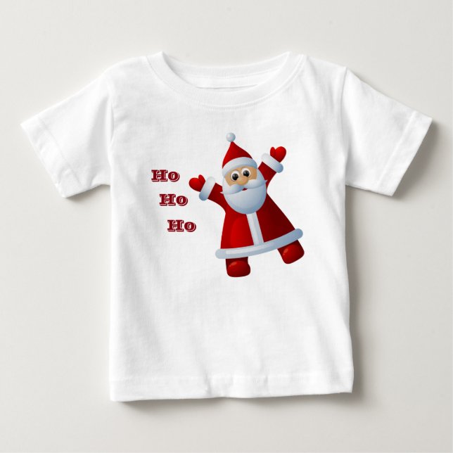 HO! HO! HO! Cute Santa Claus Merry Christmas Baby T-Shirt (Front)
