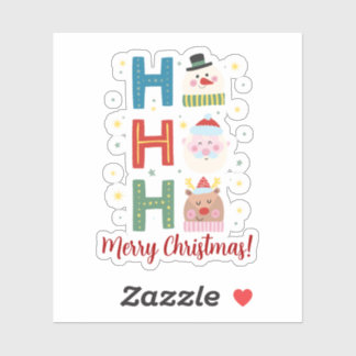 Ho Ho Ho Cute Santa Snowman Reindeer Christmas Sticker