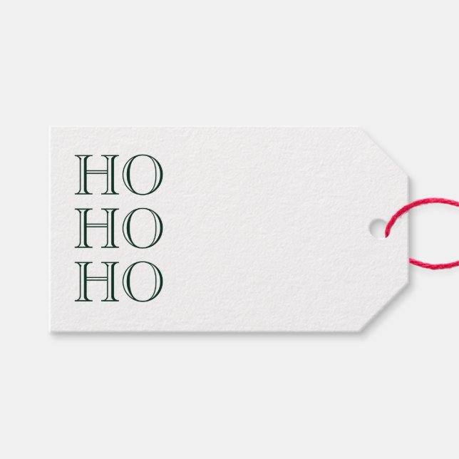 Ho Ho Ho dark green white blank modern Christmas  Gift Tags (Front (Horizontal))